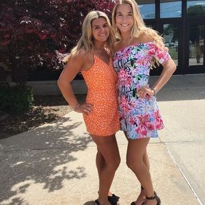 Orange Floral Romper